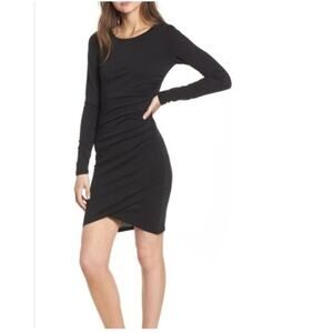 NWT Leith Ruched Long Sleeve Bodycon Dress Size XS Gray Jersey Stretch Short